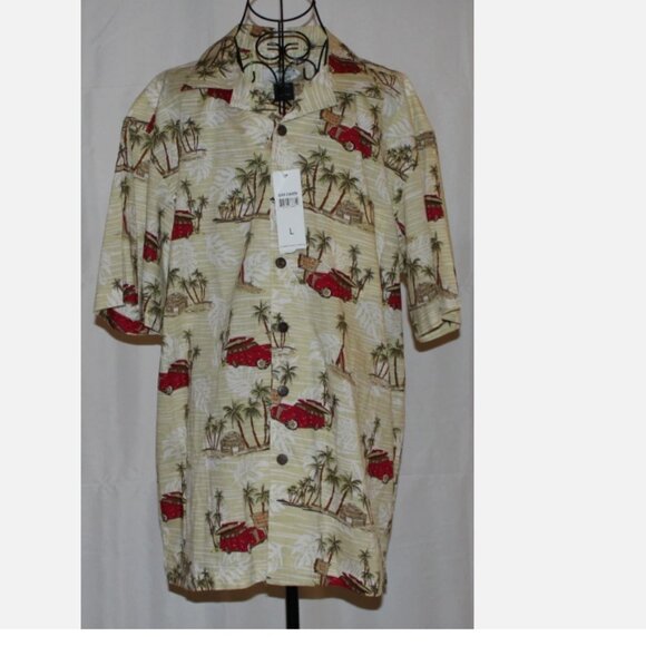 High Surf Men's Cotton Hawaiian Shirt L Short Sleeve Button Front NWT Tropical - Picture 1 of 5